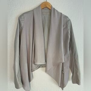 BlankNYC Grey Faux Leather Moto Diagonal Zip Jacket Y2K Minimalist Neutral Boss